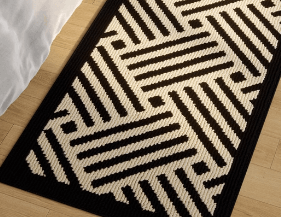 พรม MJHOMEDESIGNS BEDSIDE CARPET 61 ขนาด 60 X 120 ซม. ดำ_1